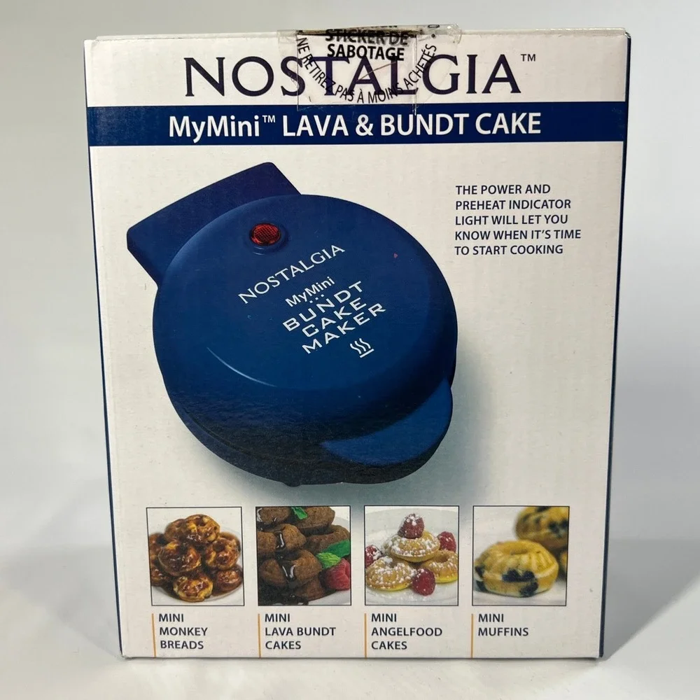 Nostalgia MyMini Lava Cake &‎ Doughnut Maker Blue Electric Mini Nonstick Deseret